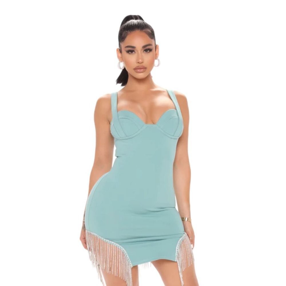 NWT Fashion Nova Stolen Hearts Mini Dress - Blue - Size Small